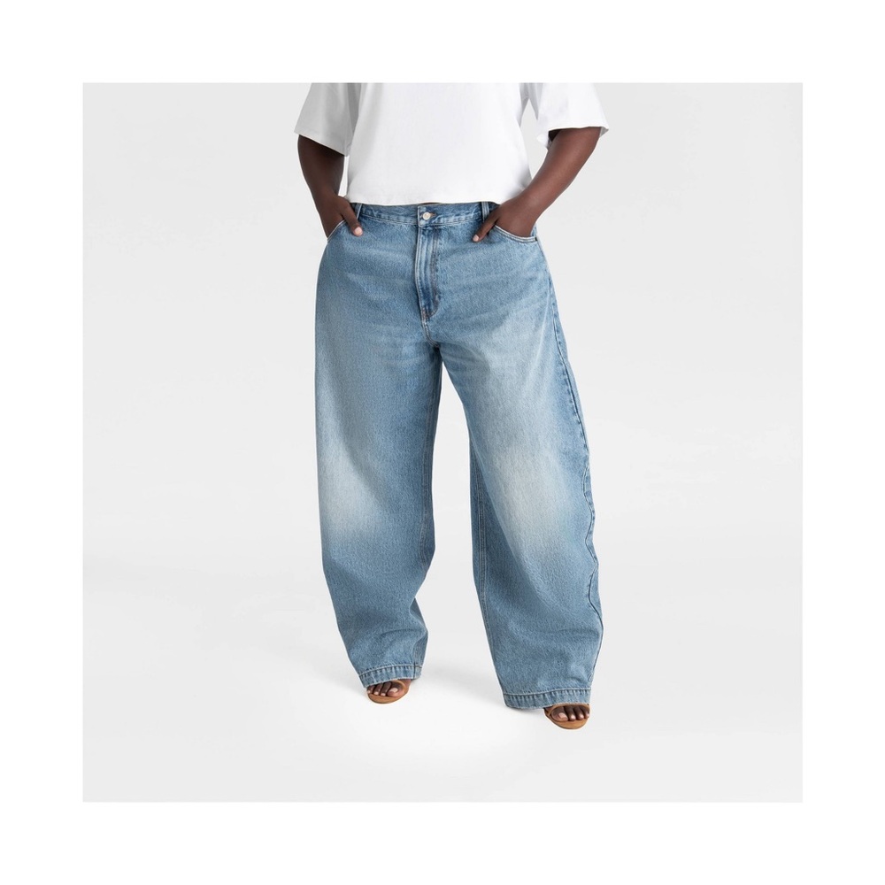 KBB By Kahlana Women’s Mid Rise ‘The Barrel Leg Jean’ Vintage Wash Size 20 NWT
